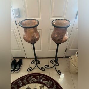 Tall standing vintage candle/artificial plant holders